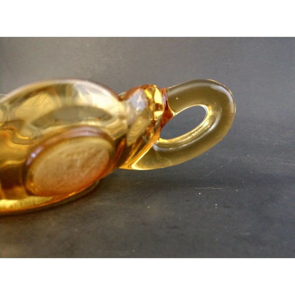 VINTAGE Fostoria Coin Dot Single Handled Candy Dish Amber Fall Decor Elegant - Picture 7 of 9